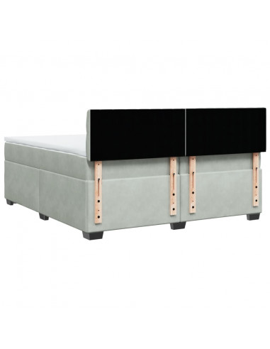 Giroletto a Molle con Materasso Grigio Chiaro 200x200cm Velluto