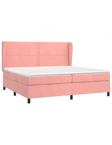 Giroletto a Molle con Materasso Rosa 200x200 cm in Velluto