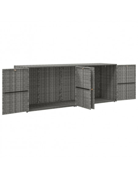 Mobile Portaoggetti da Giardino Grigio 198x55,5x80cm Polyrattan