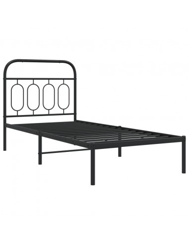 Giroletto con Testiera in Metallo Nero 90x200 cm