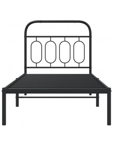 Giroletto con Testiera in Metallo Nero 90x200 cm