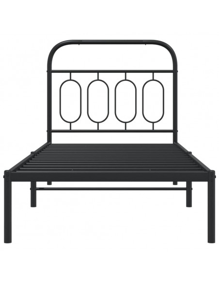 Giroletto con Testiera in Metallo Nero 90x200 cm