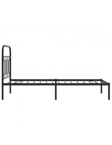 Giroletto con Testiera in Metallo Nero 90x200 cm