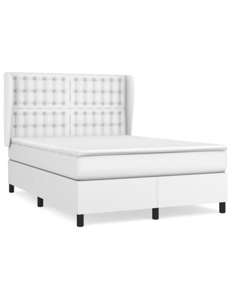 Giroletto a Molle con Materasso Bianco 140x190 cm in Similpelle