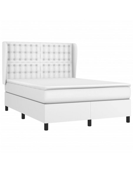 Giroletto a Molle con Materasso Bianco 140x190 cm in Similpelle