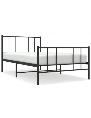 Giroletto con Testiera e Pediera Metallo Nero 100x190 cm