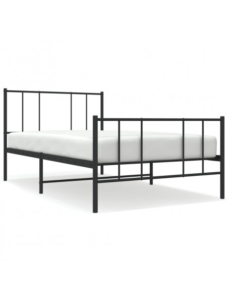 Giroletto con Testiera e Pediera Metallo Nero 100x190 cm