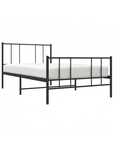 Giroletto con Testiera e Pediera Metallo Nero 100x190 cm