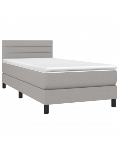 Letto a Molle Materasso e LED Grigio Chiaro 90x190 cm Tessuto