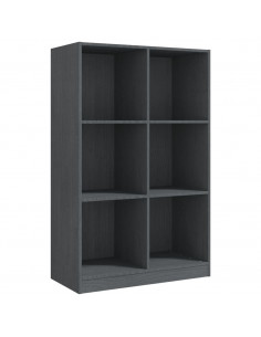 Libreria Grigia 70x33x110 cm in Legno Massello di Pino 2