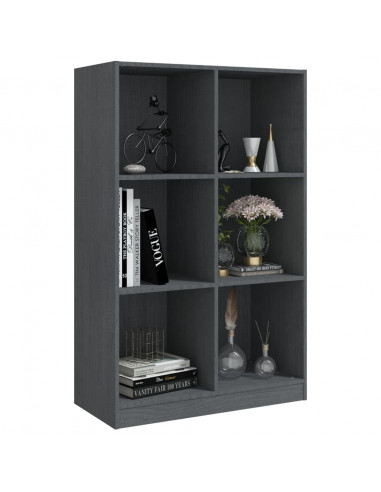 Libreria Grigia 70x33x110 cm in Legno Massello di Pino