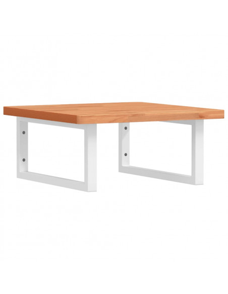 Ripiano a Parete per Lavabo in Acciaio e Massello di Faggio