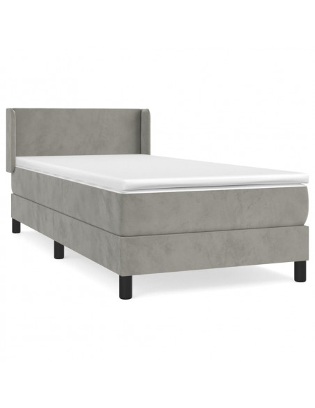 Giroletto a Molle con Materasso Grigio Chiaro 100x200cm Velluto