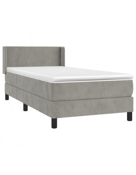 Giroletto a Molle con Materasso Grigio Chiaro 100x200cm Velluto