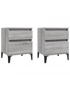 Comodino 2 pz Grigio Sonoma 40x35x50 cm 2