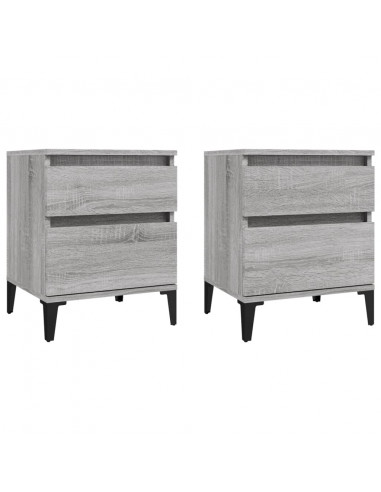Comodino 2 pz Grigio Sonoma 40x35x50 cm