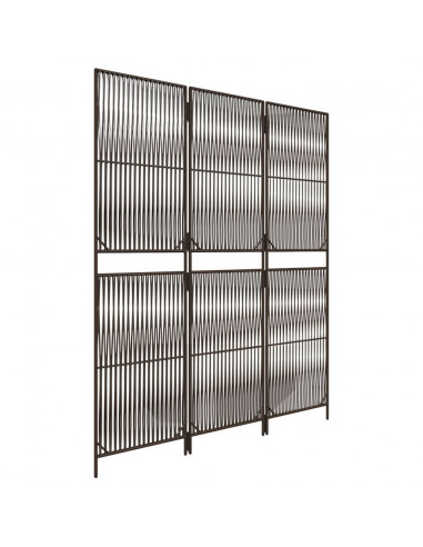 Divisorio per Ambienti a 3 Pannelli Marrone in Polyrattan