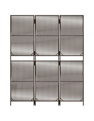 Divisorio per Ambienti a 3 Pannelli Marrone in Polyrattan