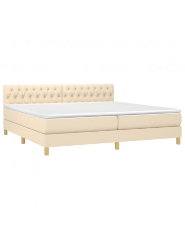 Letto a Molle Materasso e LED bianco 200x200cm in Tessuto