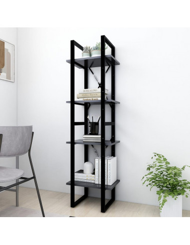 Libreria a 4 Ripiani Grigia 40x30x140 cm in Legno Multistrato