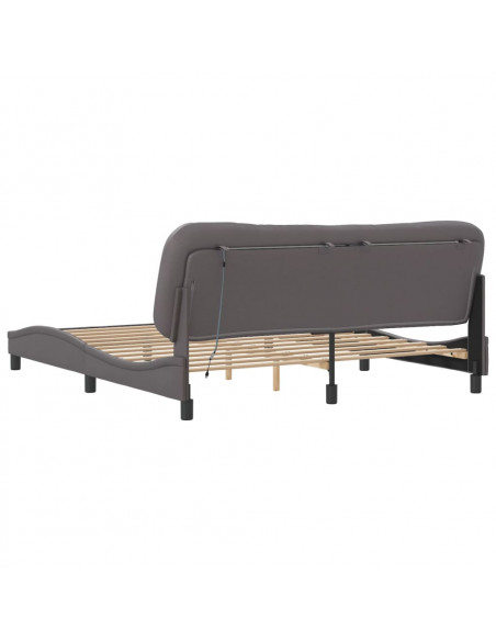Giroletto con Luci LED Grigio 180x200 cm in Similpelle