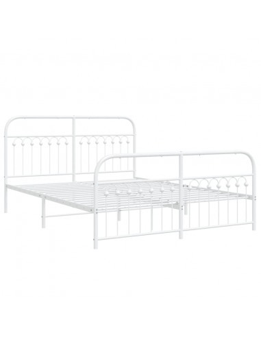 Giroletto con Testiera e Pediera Metallo Bianco 150x200 cm