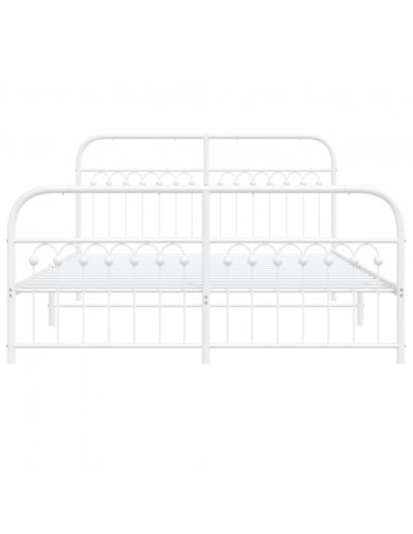 Giroletto con Testiera e Pediera Metallo Bianco 150x200 cm
