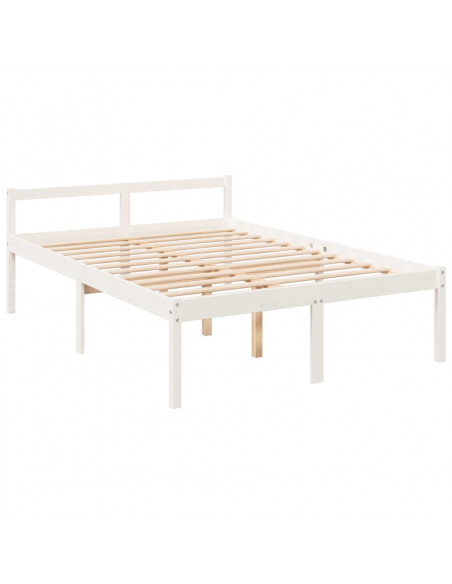 Letto per Anziani con Testiera Bianco 120x200 cm Legno Massello