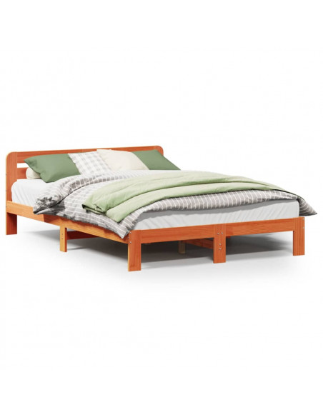 Letto senza Materasso Marrone Cera 150x200 cm in Legno di Pino