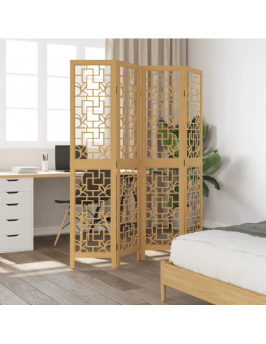 Divisorio Ambienti 4 Pannelli Marrone Legno Massello Paulownia