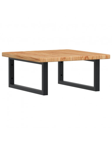 Ripiano a Parete per Lavabo in Acciaio e Massello di Rovere