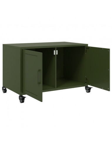Mobile TV Verde Oliva 68x39x43,5cm in Acciaio Laminato a Freddo