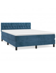 Giroletto a Molle con Materasso Blu Scuro 140x190 cm in Velluto 2