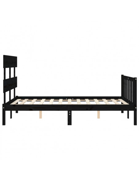 Giroletto con Testiera Nero 140x190 cm in Legno Massello