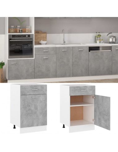 Armadio Inferiore Cassetto Grigio Cemento 50x46x81,5Multistrato