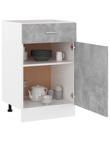Armadio Inferiore Cassetto Grigio Cemento 50x46x81,5Multistrato