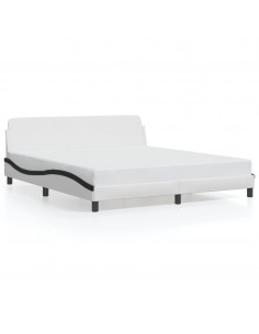 Giroletto con Testiera Bianco e Nero 180x200 cm in Similpelle 2