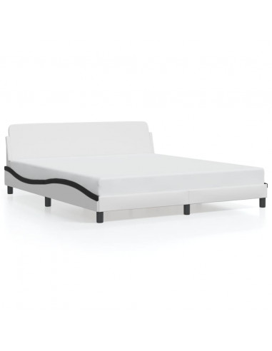 Giroletto con Testiera Bianco e Nero 180x200 cm in Similpelle