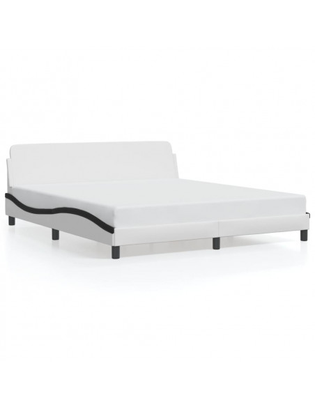 Giroletto con Testiera Bianco e Nero 180x200 cm in Similpelle
