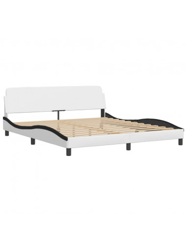 Giroletto con Testiera Bianco e Nero 180x200 cm in Similpelle