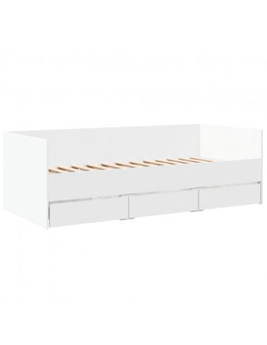 Divano Letto con Cassetti Bianco 75x190 cm in Legno Multistrato