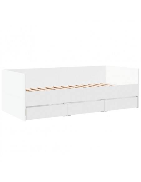 Divano Letto con Cassetti Bianco 75x190 cm in Legno Multistrato