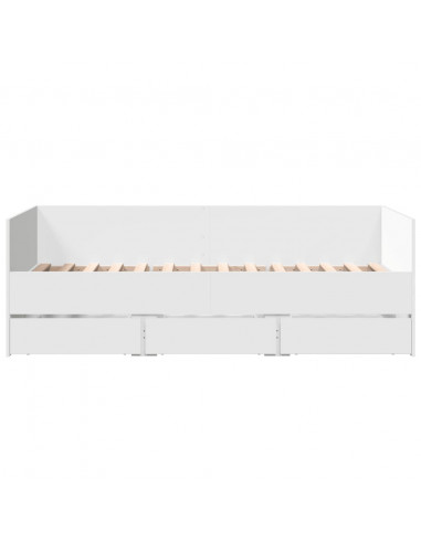 Divano Letto con Cassetti Bianco 75x190 cm in Legno Multistrato
