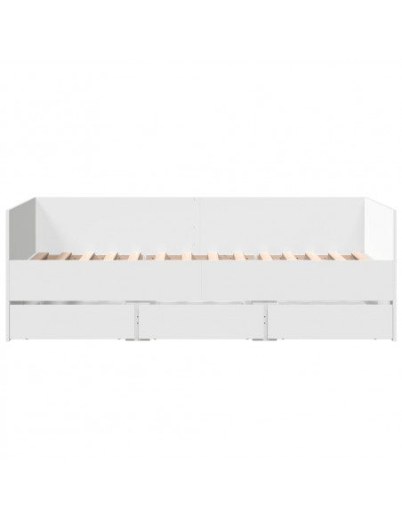 Divano Letto con Cassetti Bianco 75x190 cm in Legno Multistrato