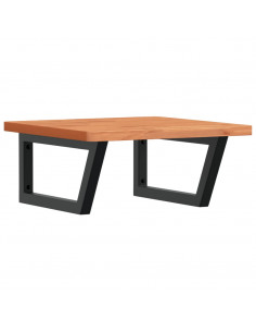 Ripiano a Parete per Lavabo in Acciaio e Massello di Faggio 2