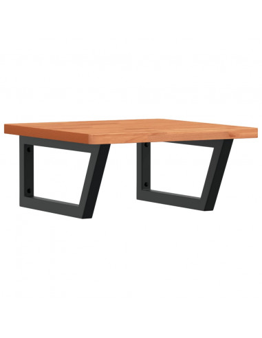 Ripiano a Parete per Lavabo in Acciaio e Massello di Faggio