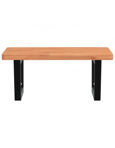 Ripiano a Parete per Lavabo in Acciaio e Massello di Faggio