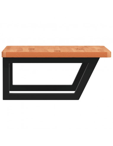 Ripiano a Parete per Lavabo in Acciaio e Massello di Faggio