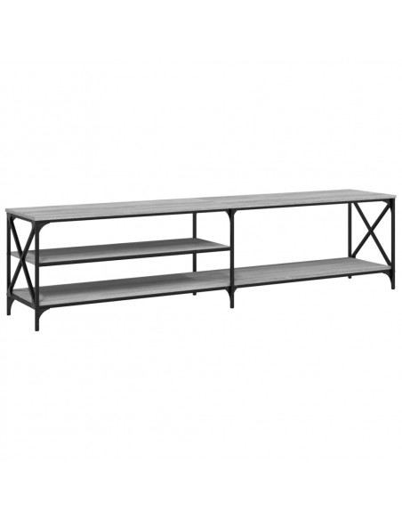 Mobile TV Grigio Sonoma 200x40x50cm Legno Multistrato e Metallo