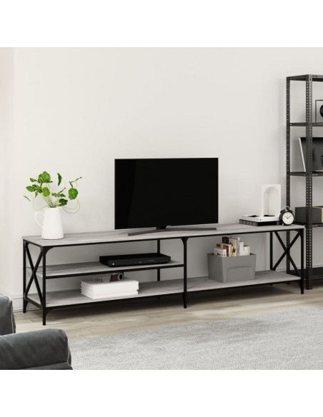 Mobile TV Grigio Sonoma 200x40x50cm Legno Multistrato e Metallo